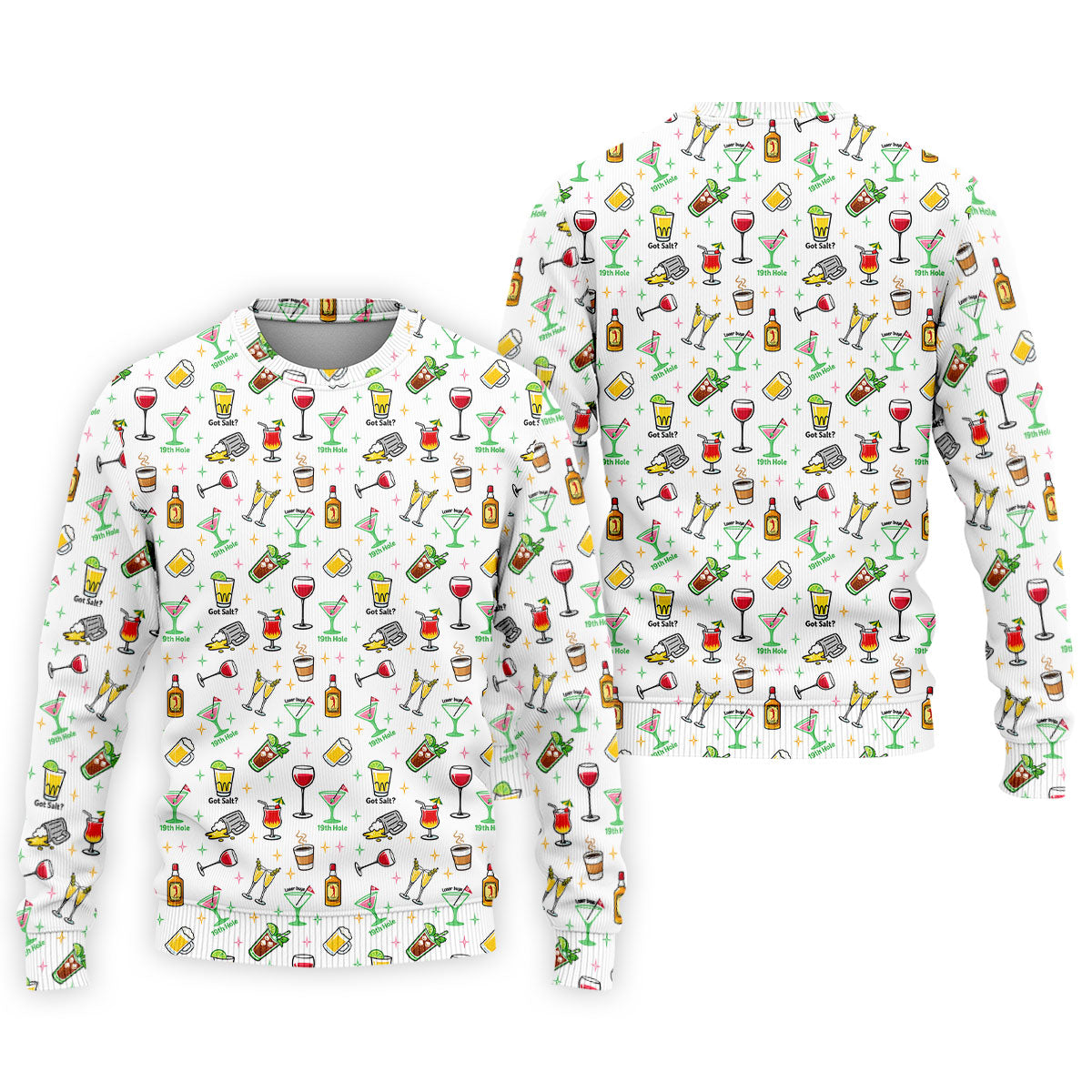 19th Hole Cocktail Drinks Pattern Golf Shirt, Mens Golf Polo, Printed Golf Shirts
