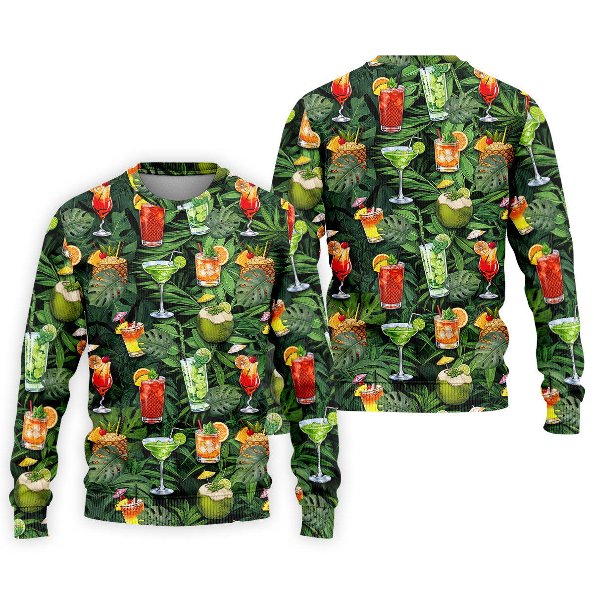 Tropical Cocktail Coconut And Palm Leaf Golf Polo, Hawaiian Golf Shirt, Mens Golf Apparel