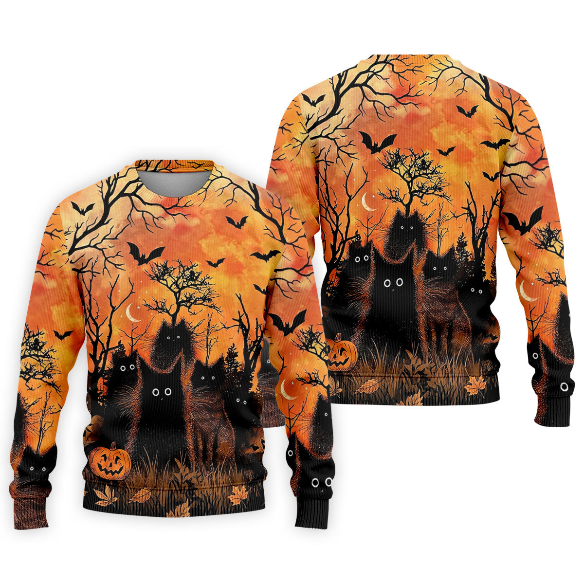 Spooky Black Cat Halloween Golf Polo Shirt, Men's Golf Shirts, Hawaiian Golf Shirt