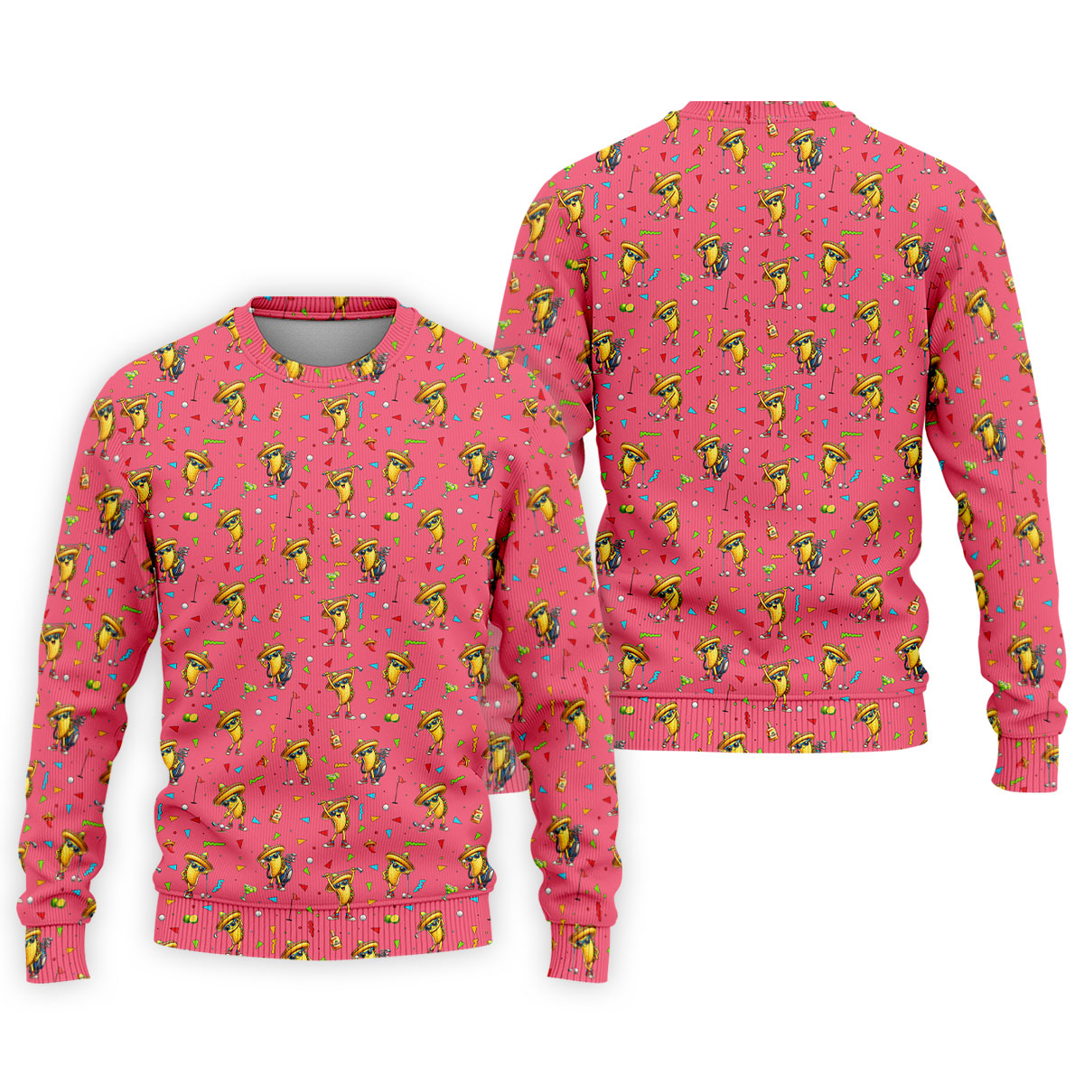 Fairway Fiesta Taco Margarita Mexico Theme Pink Golf Shirt, Men's Golf Shirts, Polo Shirts For Men