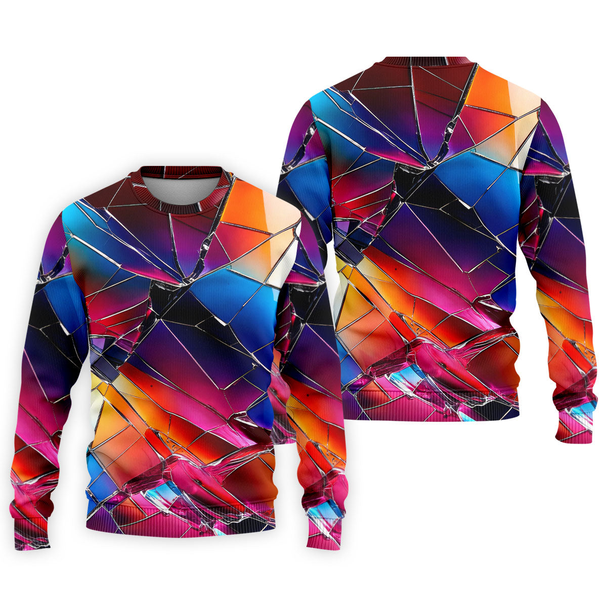 Colorful Broken Glass Abstract Golf Polo Shirt, Golf Shirts For Men, Printed Golf Shirts