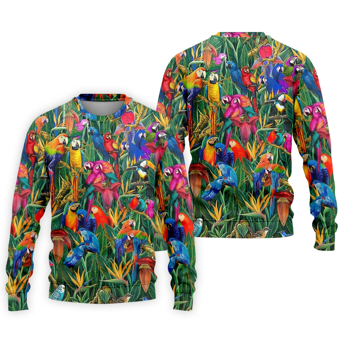 Tropical Colorful Parrots Rainforest Bird Print Golf Polo, Hawaiian Golf Shirt, Printed Golf Shirts