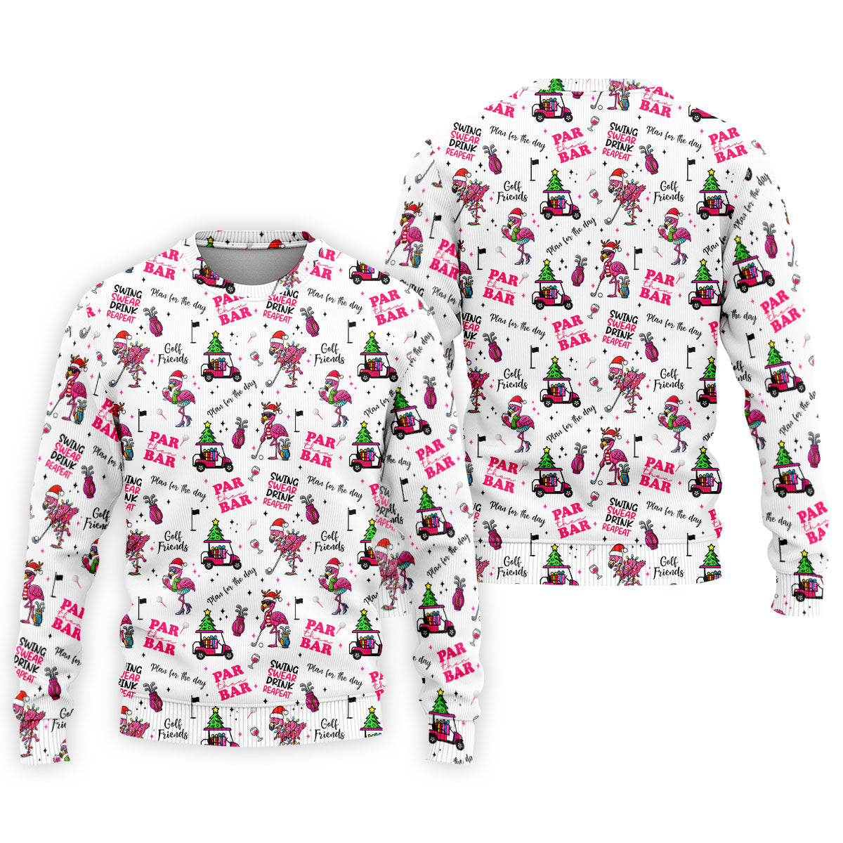 Christmas Flamingo Par Then Bar Men's Funny Golf Shirts, Christmas Golf Shirt, Polo Shirts For Men, Golf Gift For Men