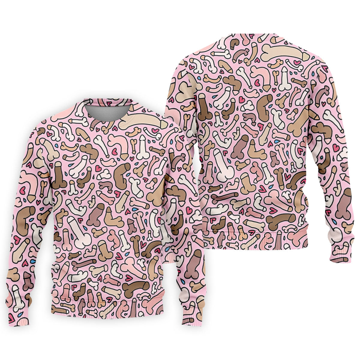 Funny Adult Doodle Pink Pattern Polo Shirt, Mens Golf Polo, Golf Shirts For Men