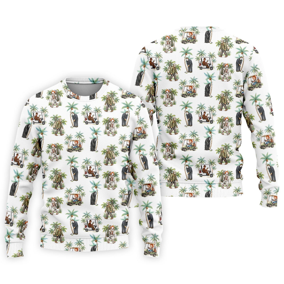 Tropical Horror Character Halloween Golf Shirt, Printed Golf Shirts, Golf Apparel For Men