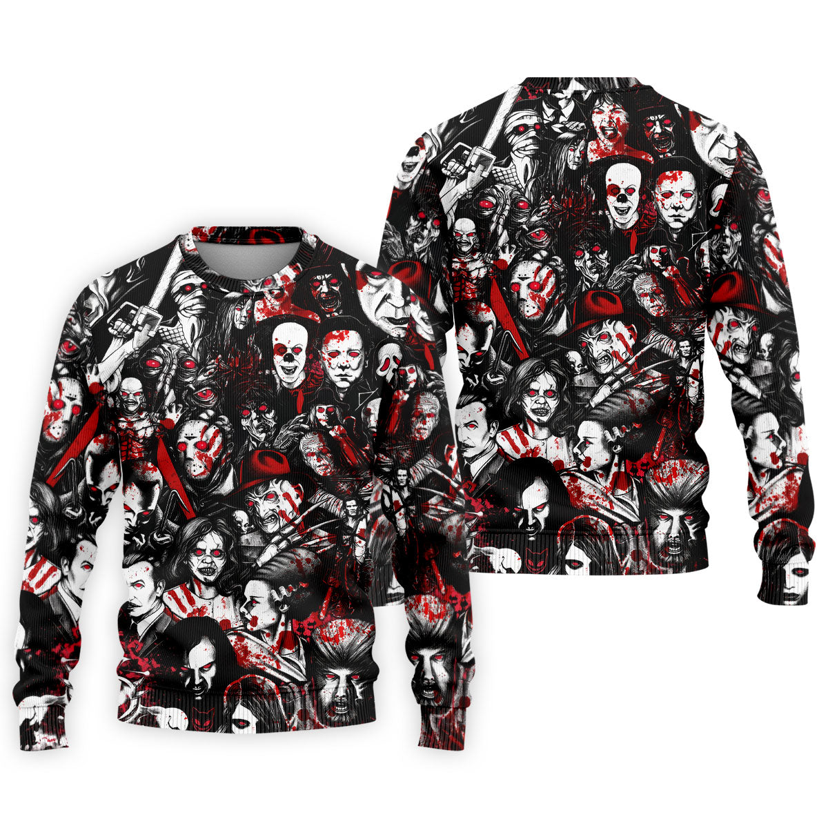 Horror Character Pattern Golf Polo Shirt, Golf Apparel For Men, Mens Polo Halloween Shirts