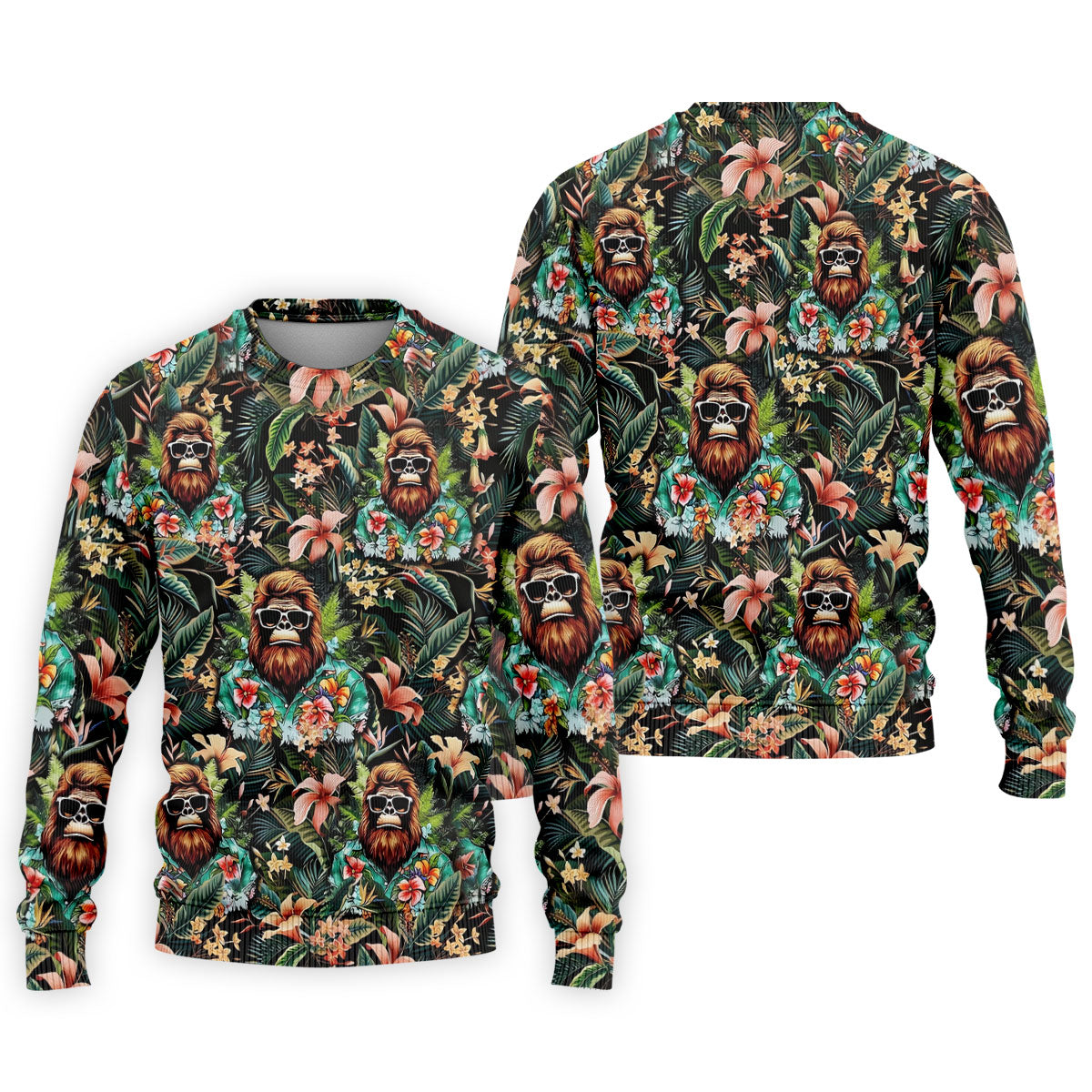 Bigfoot Hawaiian Tropical Golf Shirt, Funny Sasquatch Golf Shirts For Men