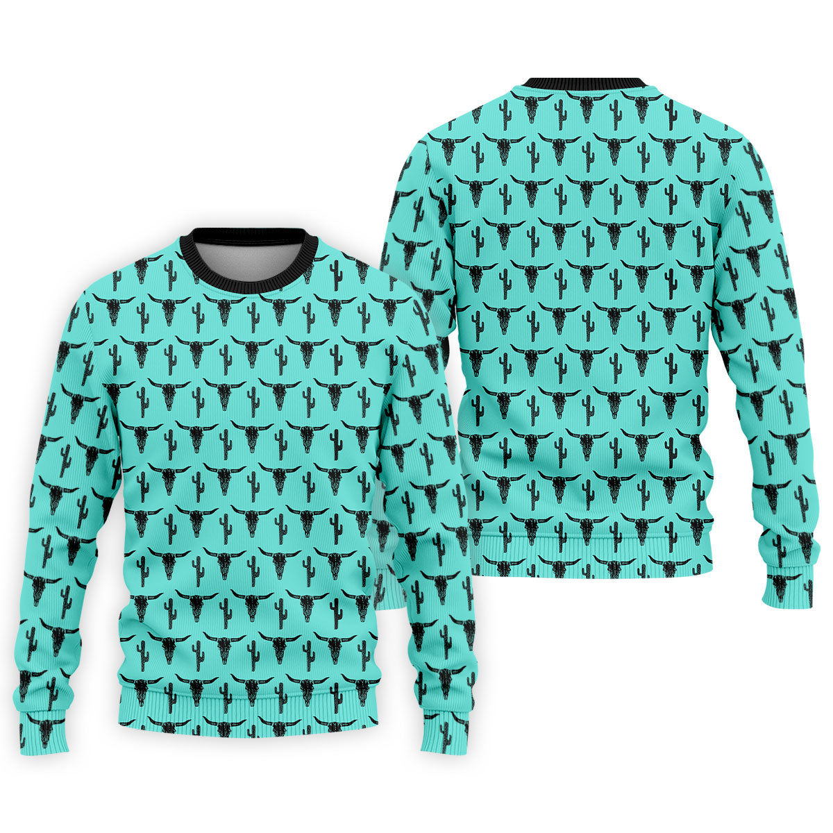Longhorn Cow Skull Western Theme Peacock Blue Golf Tops For Men, Polo Shirts For Men, Golf Shirts For Men
