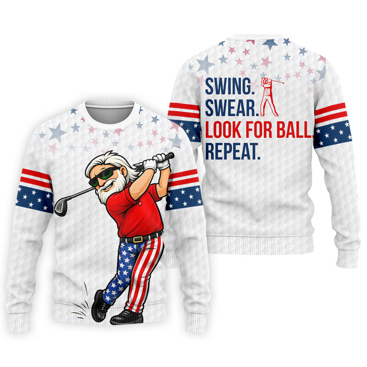 Swing Swear Look For Ball Repeat 250 Years Patriotic 4th Of July Funny Golf Shirts For Men