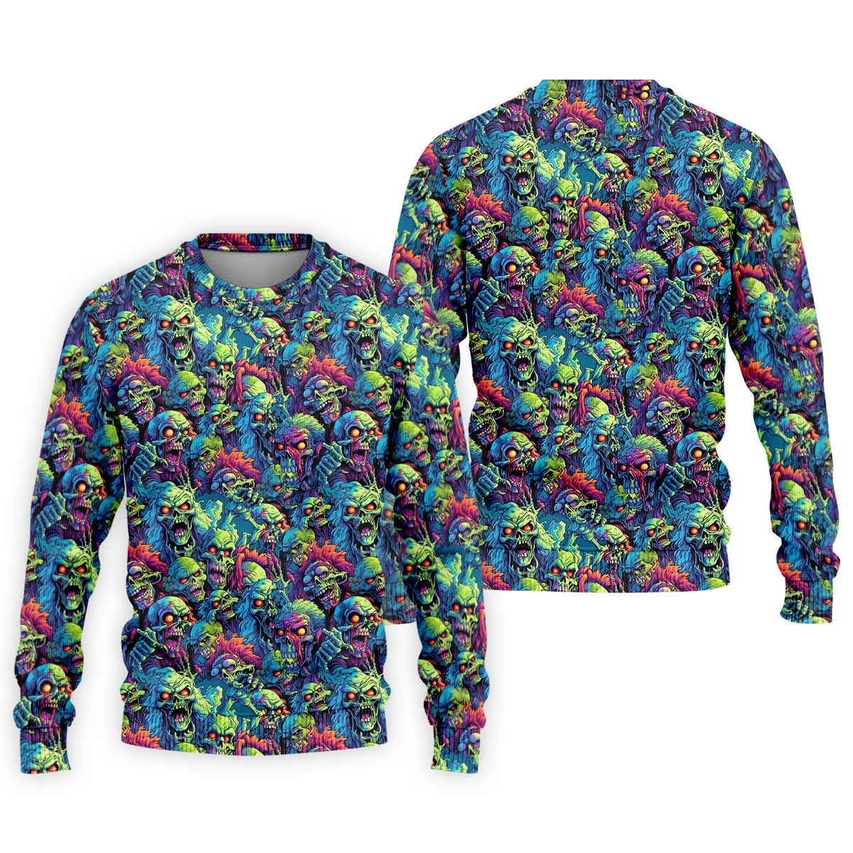 Colorful Zombie Head Pattern Halloween Golf Polo Shirt, Mens Golf Polo, Golf Shirts For Men