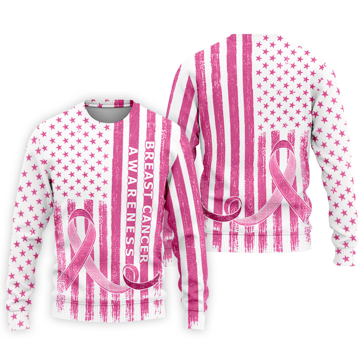 American Flag Breast Cancer Ribbon Polo Shirt, Mens Golf Polo, Printed Golf Shirts