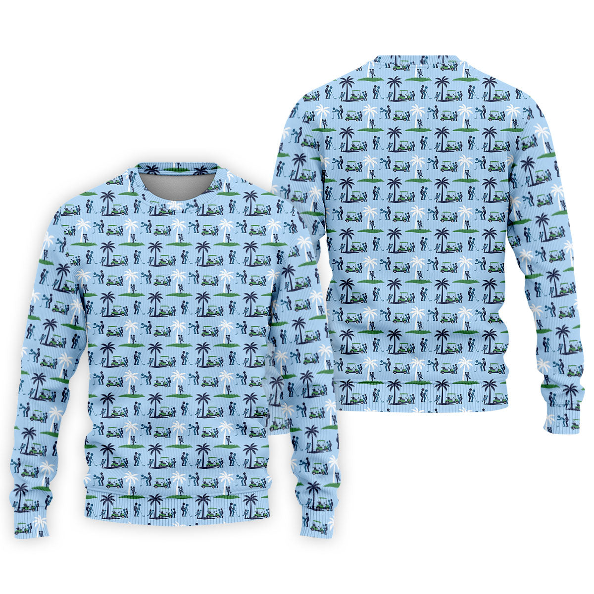 Funny Golf Cart Couple Pattern Men's Golf Shirt, Hawaiian Golf Shirt, Golf Apparel For Men