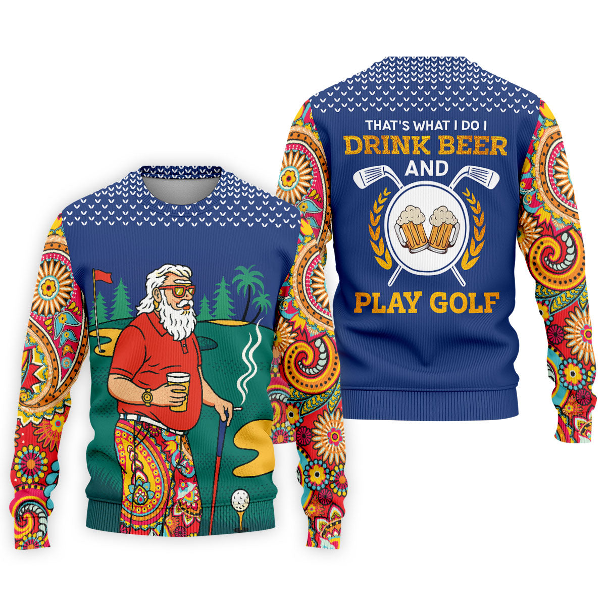 Funny Bearded Golfer With Paisley Pants Golf Polo Shirt, Printed Golf Shirts, Golf Apparel For Men