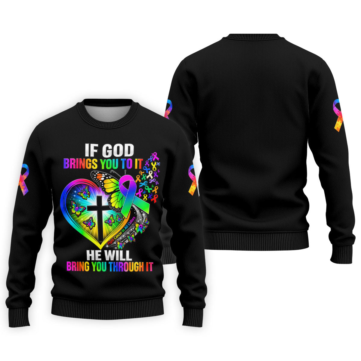 If God Brings You To It Butterfly Cancer Polo Shirt, Mens Golf Polo, Men's Golf Shirt