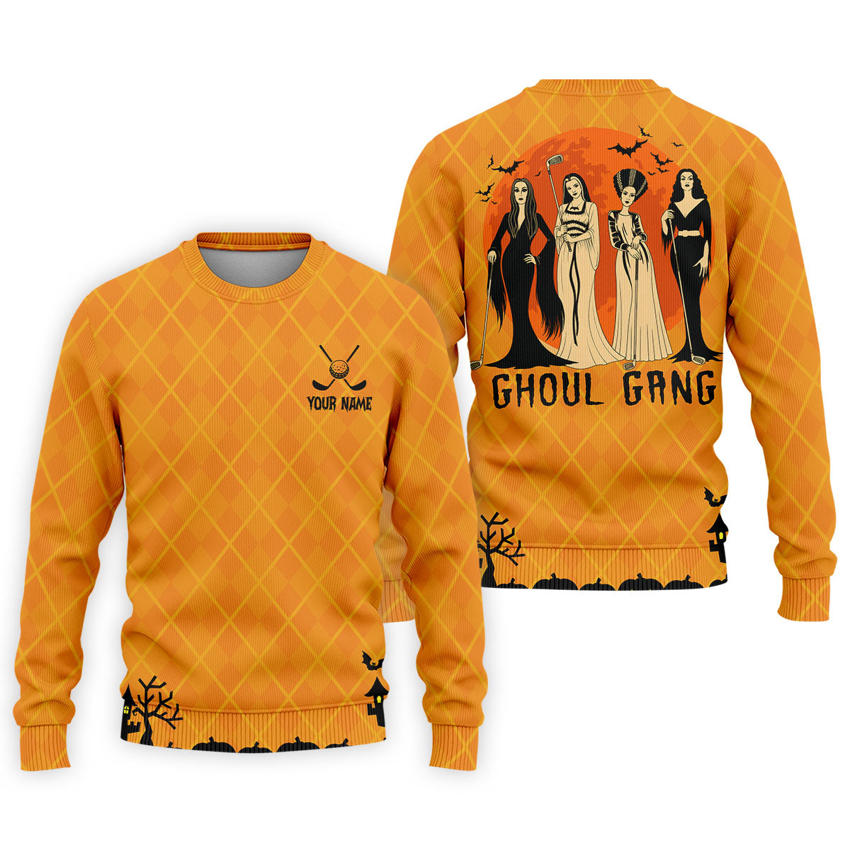 Custom Ghoul Gang Horror Character Halloween Polo Shirt, Men's Golf Shirt, Mens Golf Polo