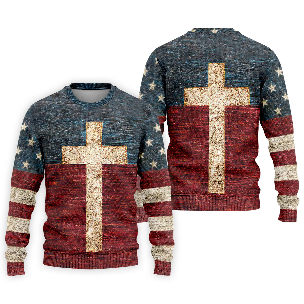 American Flag USA Faith Christian Cross Golf Shirt, Patriotic 4th Of July Golf Shirts For Men