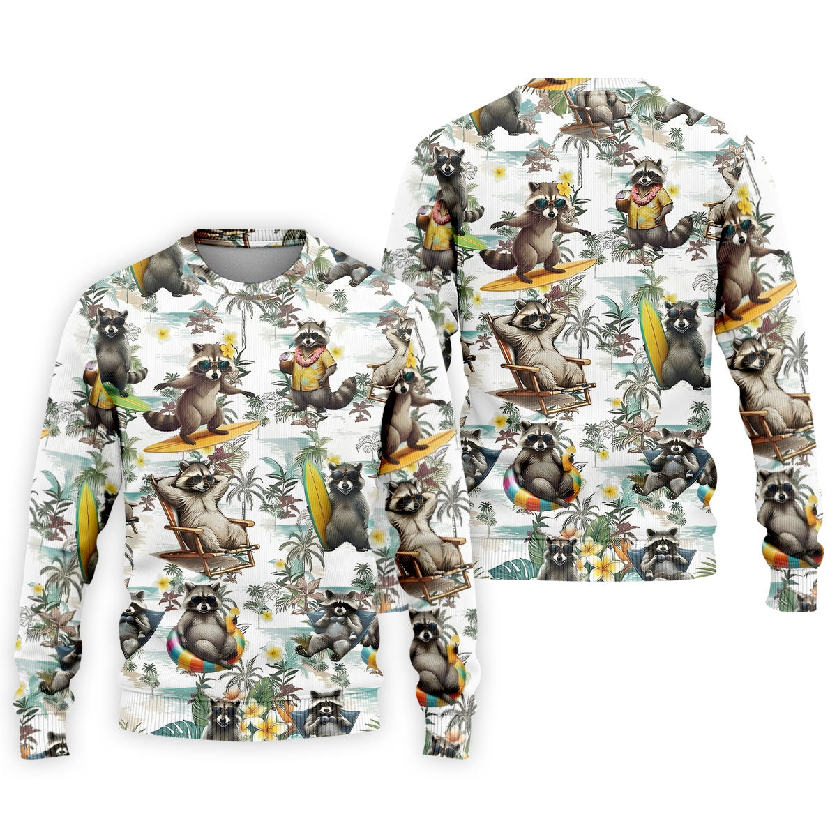 Raccoon Beach Vacation Hawaiian Shirt, Hawaiian Shirt For Men, Tropical Button Up Shirt