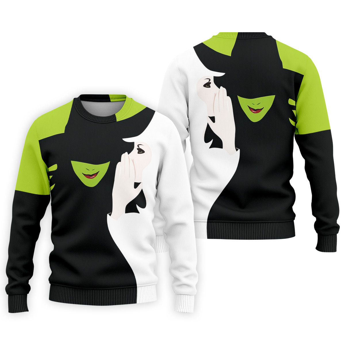 Green & White Witch Faces Halloween Golf Polo Shirt, Golf Apparel, Mens Golf Shirt