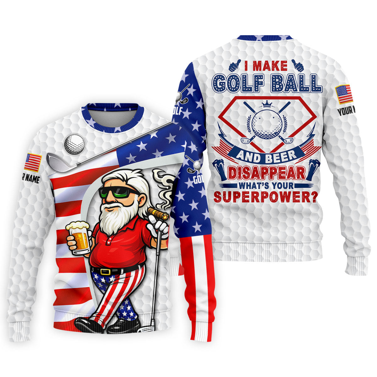 I Make Golf Ball And Beer Disappear Patriotic 4th Of July Funny Golf Shirt, 250 Years Golf Shirts For Men