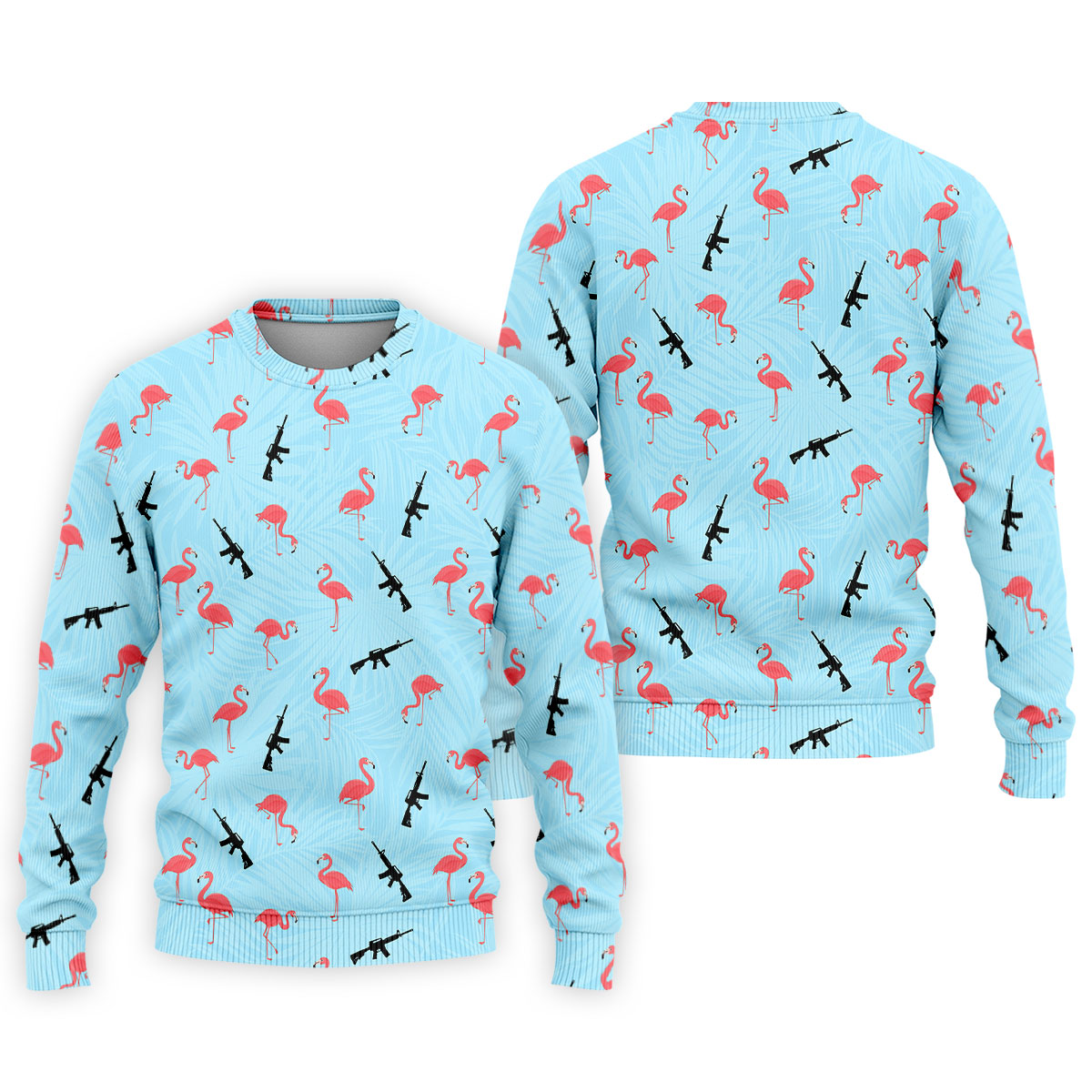 Light Blue Flamingo Pattern Golf Polo Shirt, Men's Golf Shirt, Golf Polo Shirts For Men