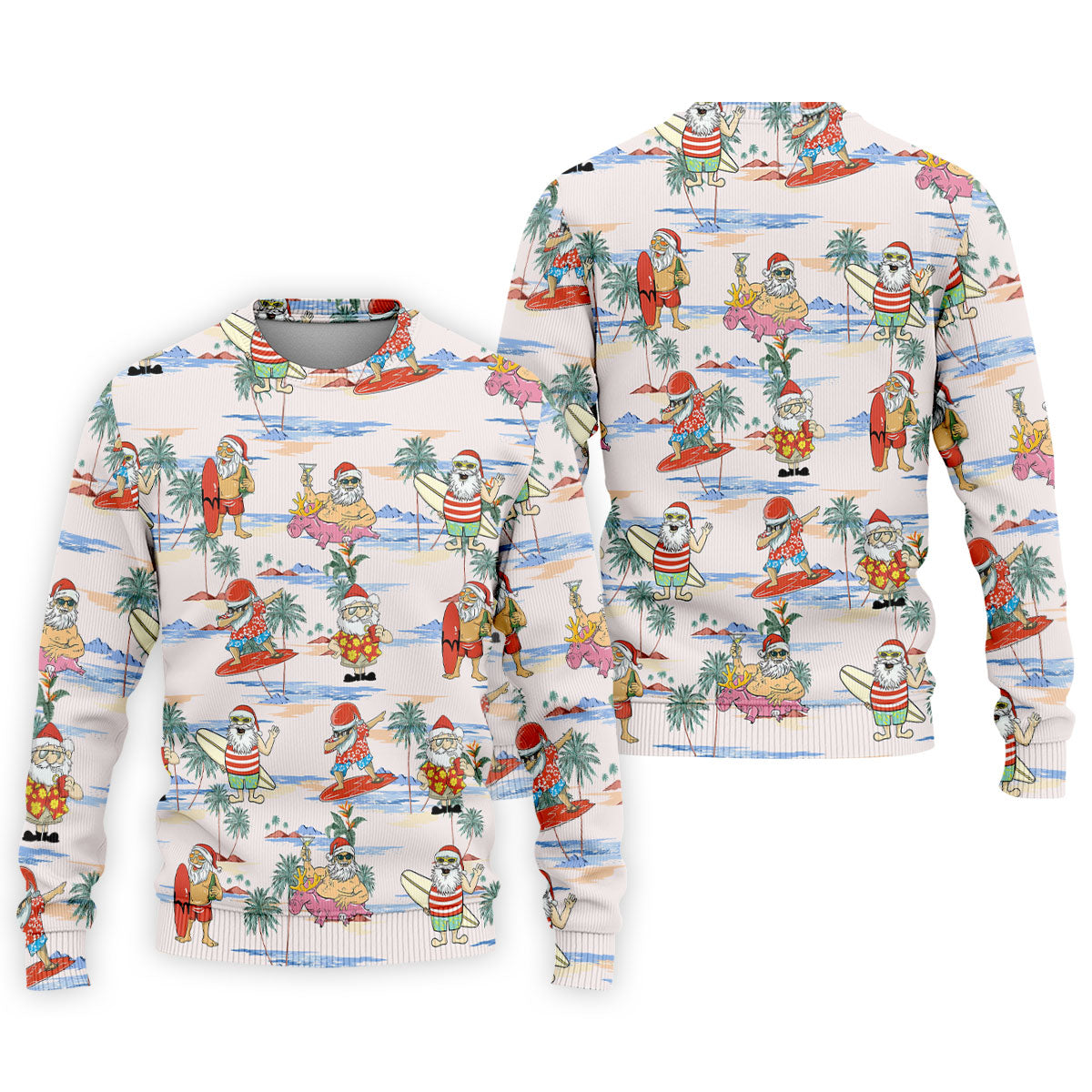 Funny Tropical Santa Christmas Golf Shirt, Men's Golf Shirt, Hawaiian Golf Shirt, Printed Golf Shirts