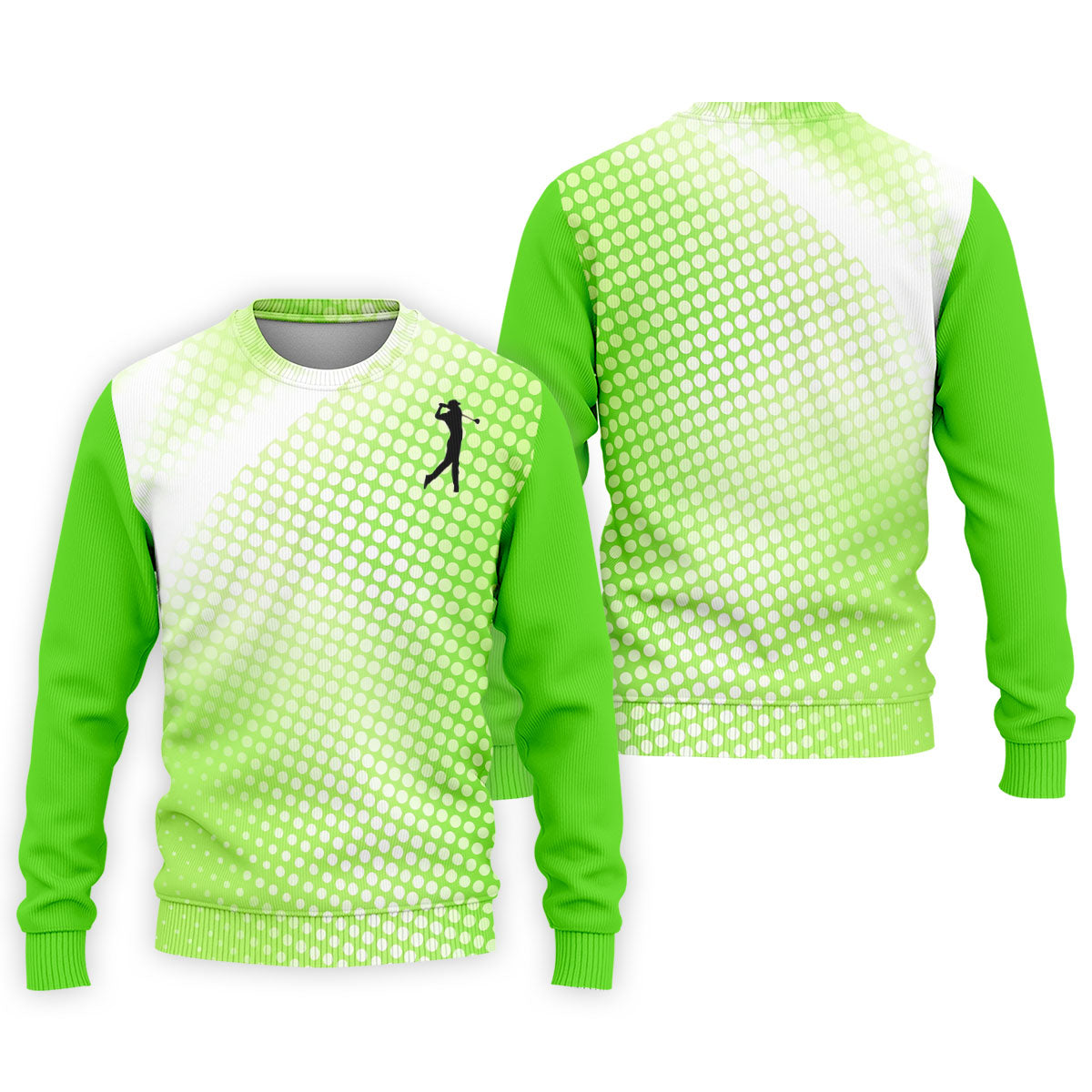 Green White Gradient Polka Dot Golf Shirt, Polo Shirts For Men, Golf Shirts For Men