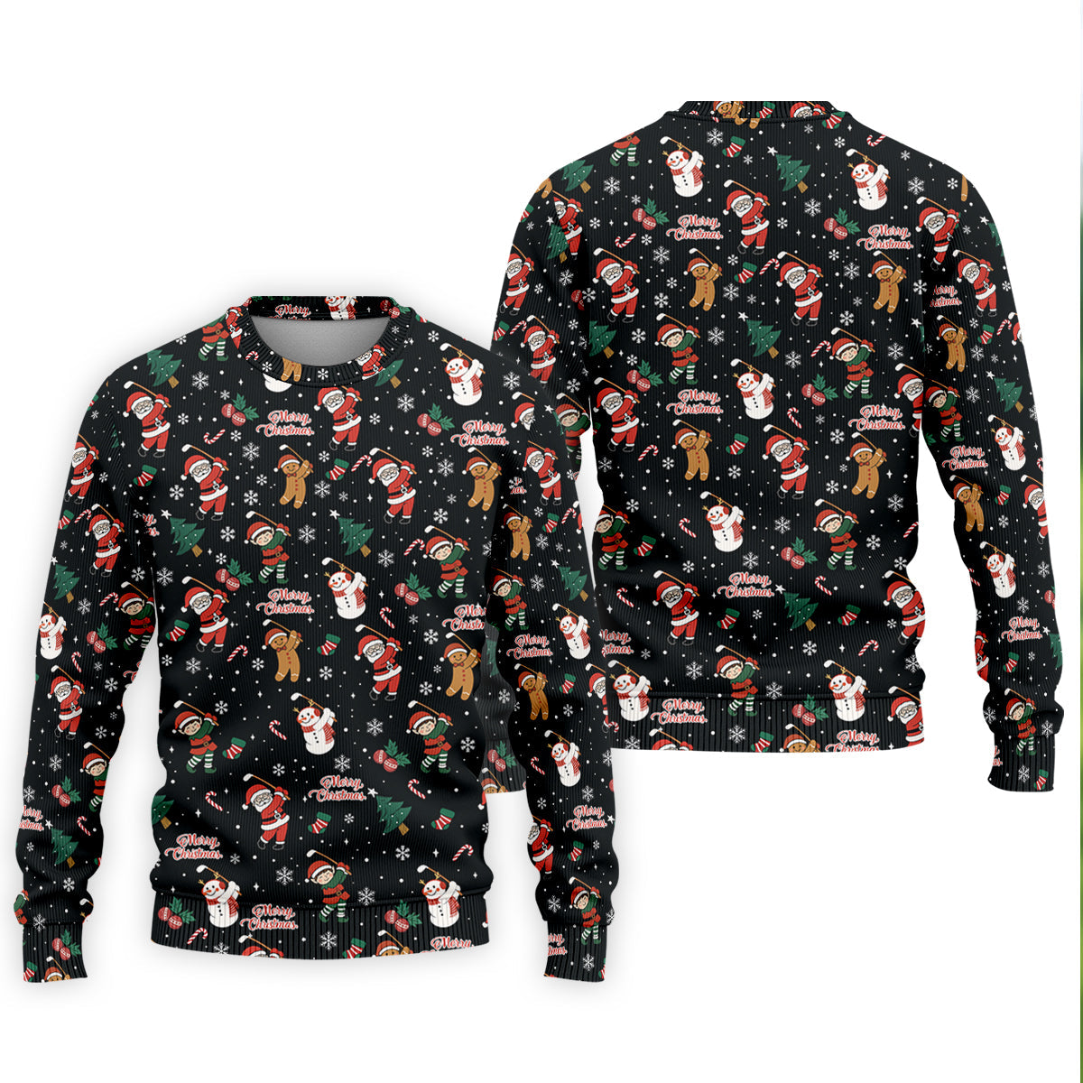Merry Xmas Santa Gingerbread Snowman Golf Tops For Men, Christmas Golf Shirt, Fun Golf Shirts For Men
