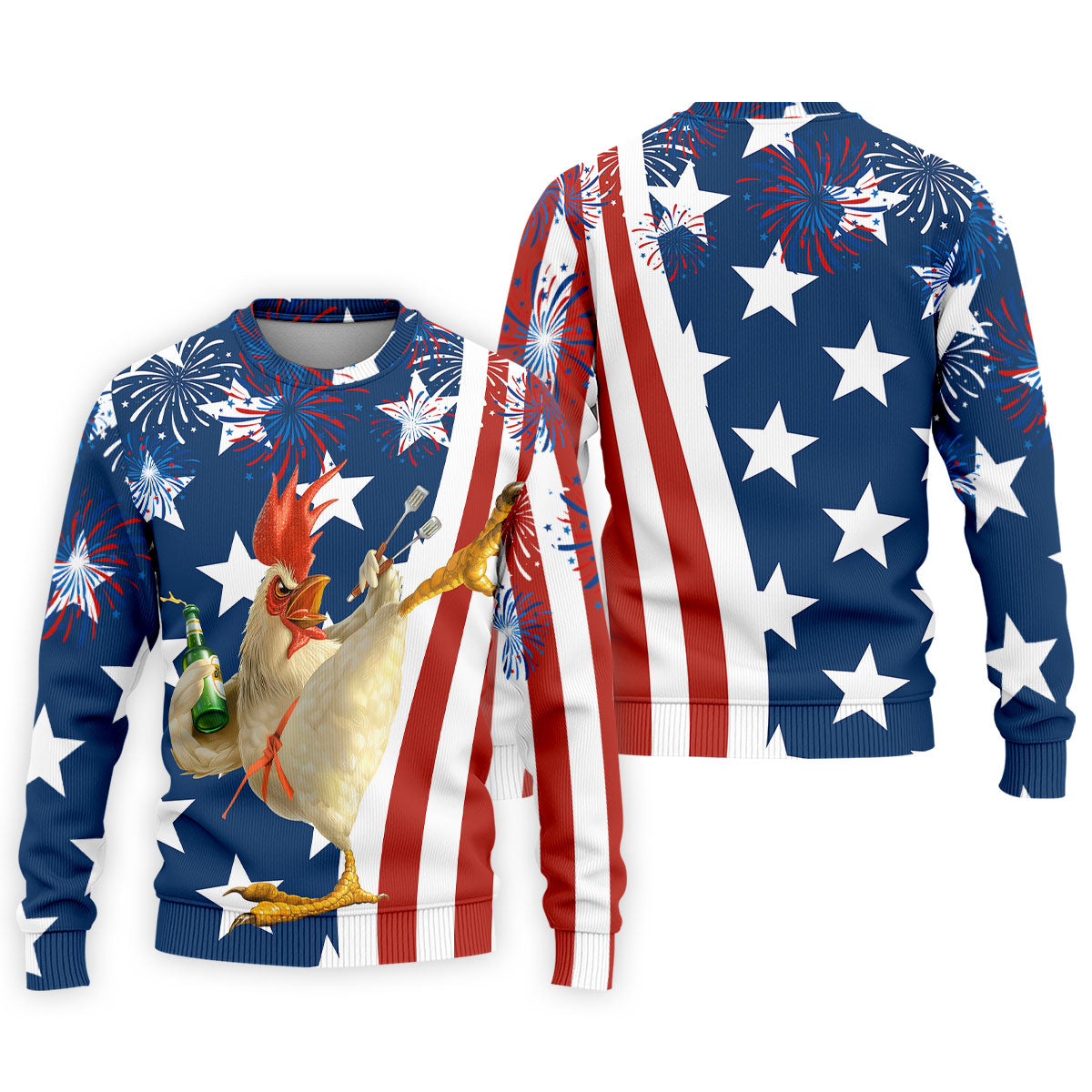 Funny Rooster Red White Blue 4th Of July Golf Shirt, 250 Years Golf Shirts For Men