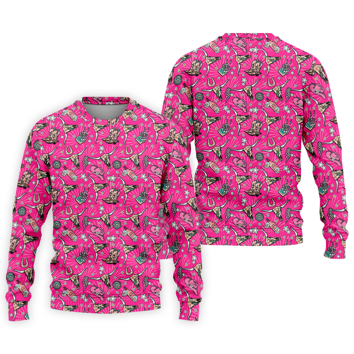 Pink Western Cowgirl Pattern Golf Polo Shirt, Golf Apparel For Men, Printed Golf Shirts