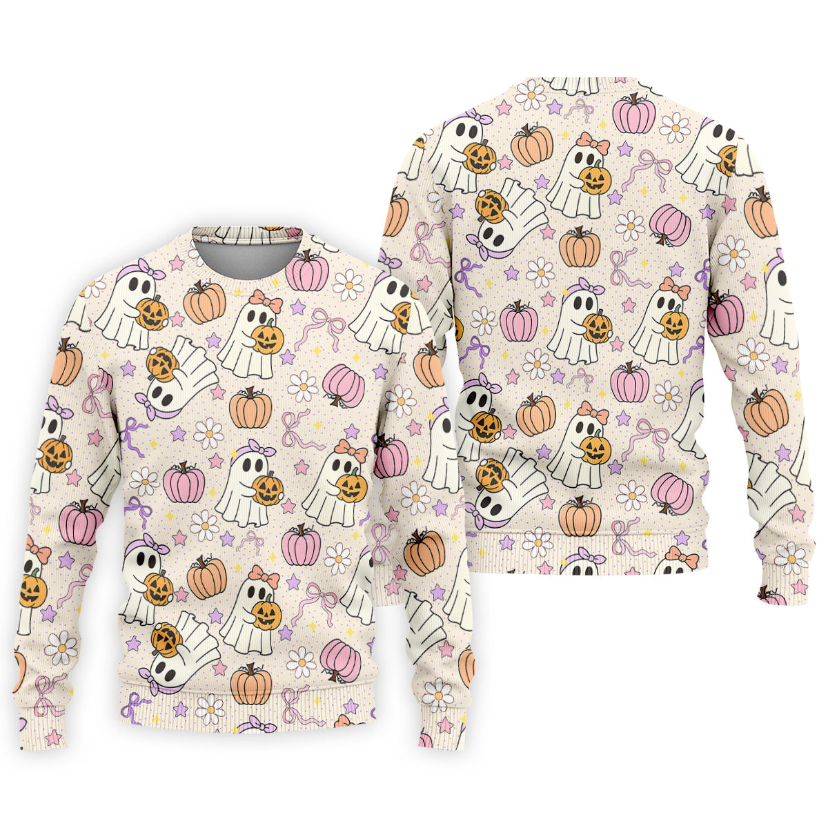 Halloween Seamless Pattern Cute Golf Shirt, Retro Halloween Polo ShirtFor Men, Golfing Apparel