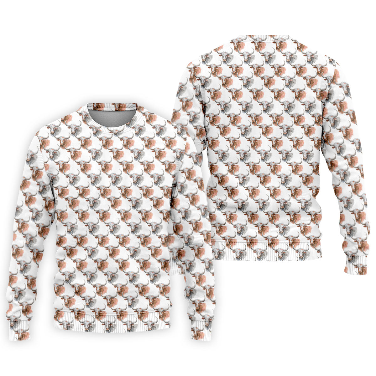 Longhorn Watercolor Pattern Golf Polo Shirt, Golf Apparel For Men, Hawaiian Golf Shirt