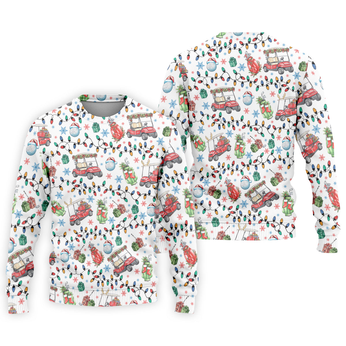 Golf Cart Christmas Lights Polo Shirts For Men, Christmas Golf Shirt, Golf Lover Xmas Gift
