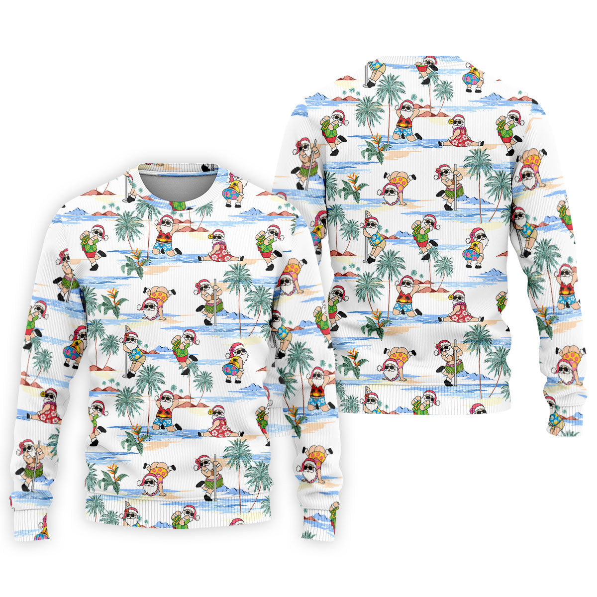 Beach Party Santa Christmas Golf Shirt, Men's Golf Shirt, Printed Golf Shirts, Hawaiian Golf Shirt