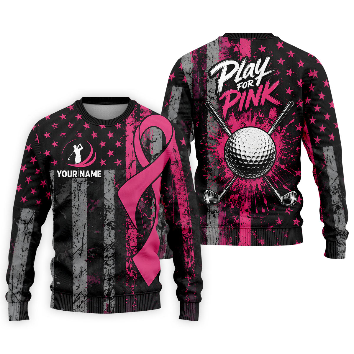 Custom Play For Pink Breast Cancer Golf Polo Shirt, Men's Golf Shirt, Printed Golf Shirts