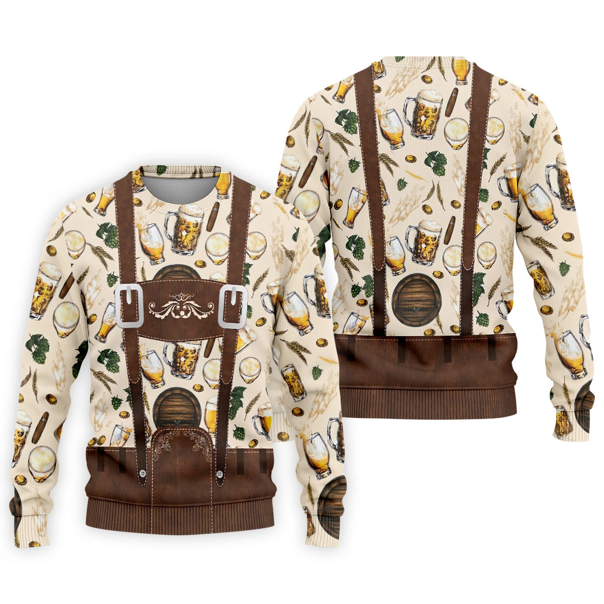 Oktoberfest Lederhosen Beer Pattern Golf Polo Shirt, Hawaiian Golf Shirt, Mens Golf Polo