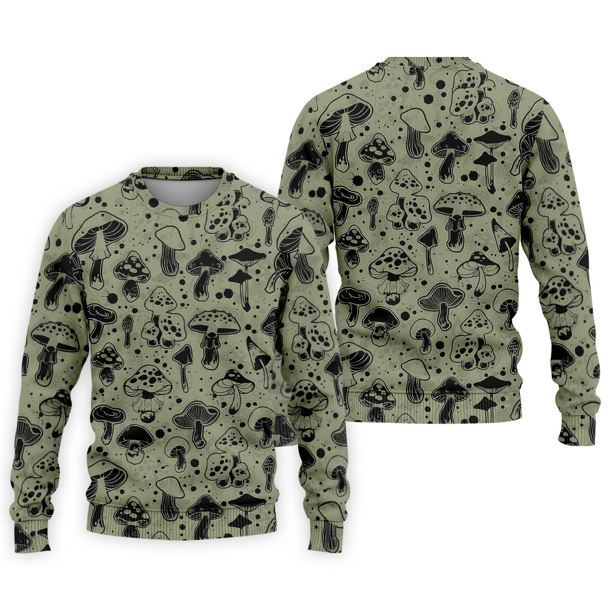 Vintage Mushroom Sketch Pattern Hawaiian Golf Shirt, Printed Golf Shirts, Golf Apparel For Men