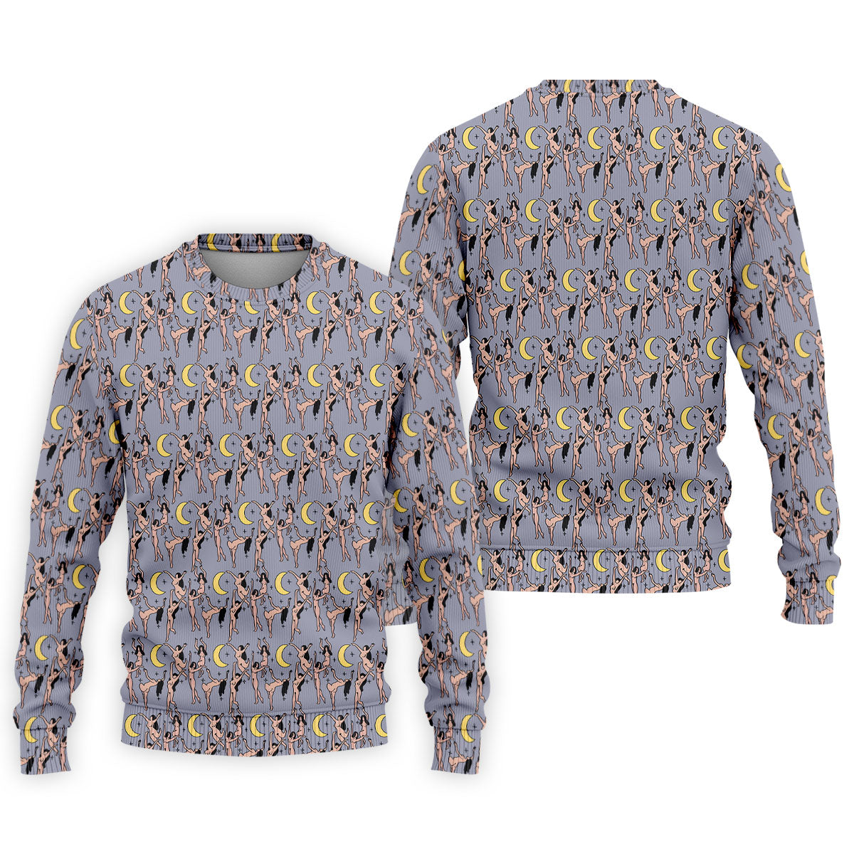 Dancing Figures Moon And Stars Pattern Polo Shirt, Mens Golf Shirts, Golf Apparel For Men