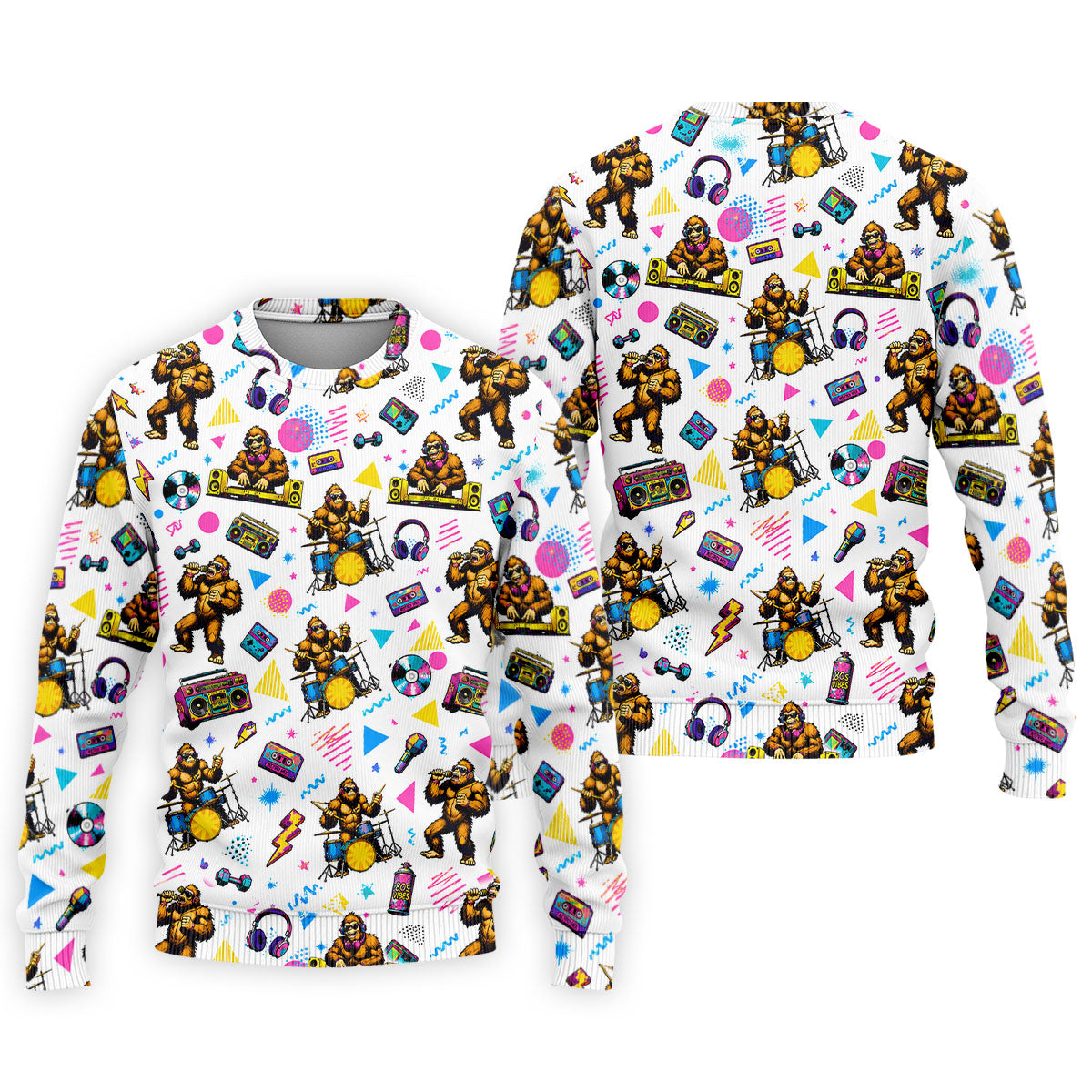 Bigfoot Party Memphis Pattern Retro Golf Shirt, Hawaiian Golf Shirt, Polo Shirts For Men