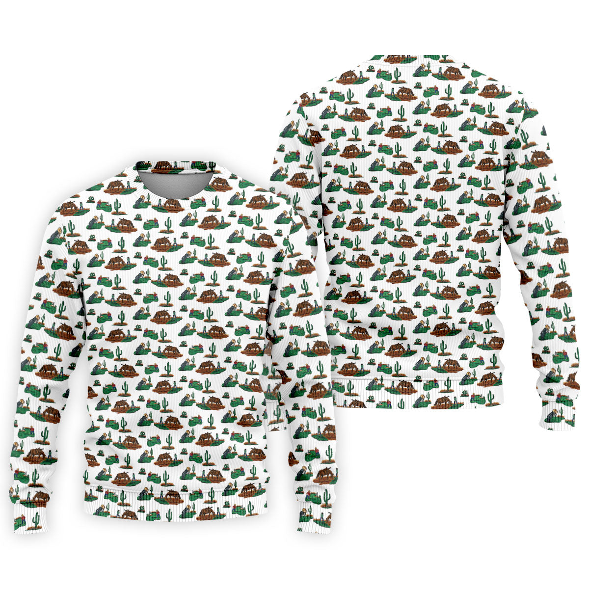 Western Golf Course Pattern Polo Shirt, Printed Golf Shirts, Golf Polo Shirts For Men