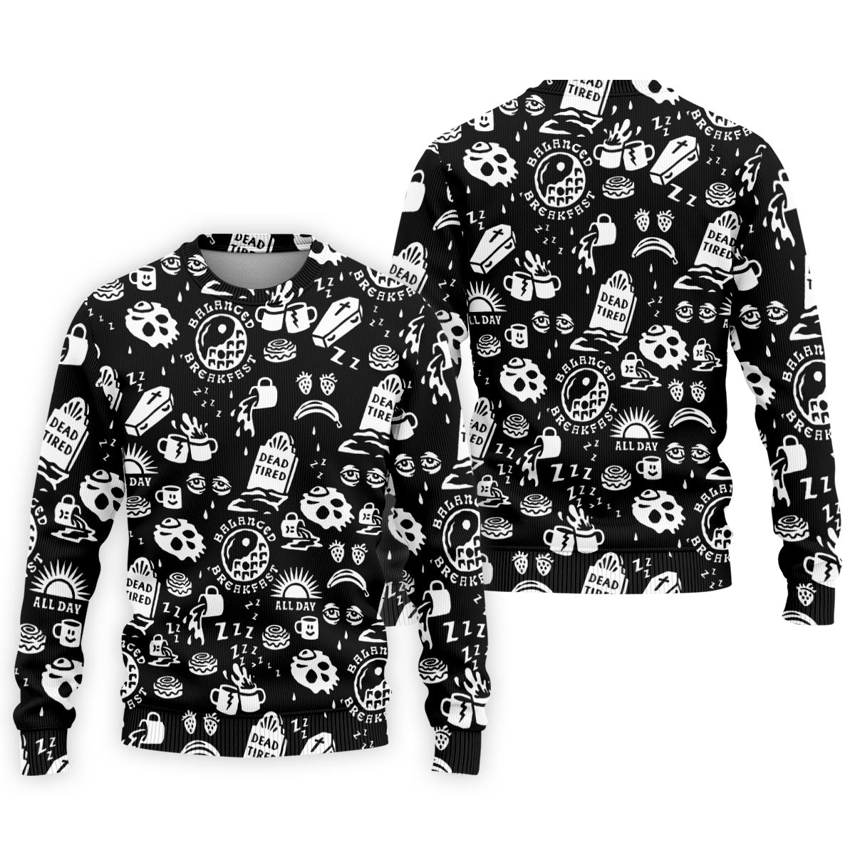 Dead Tired Coffee Breakfast Pattern Golf Shirt, Men's Golf Shirt, Golf Polo Shirts For Men