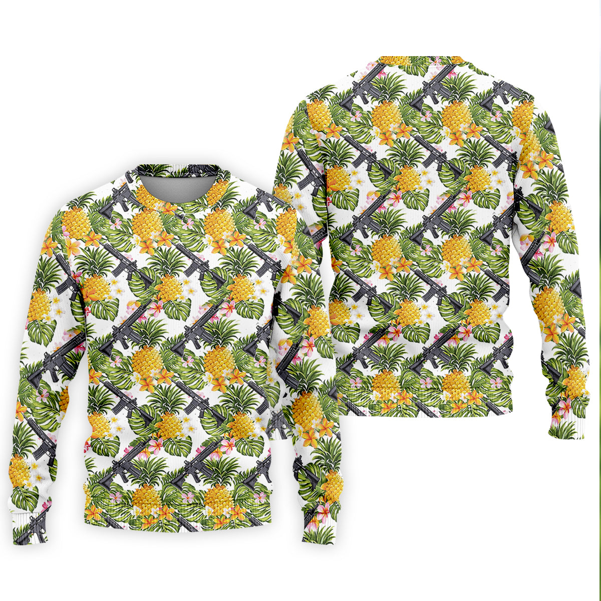 Tropical Pineapple Rifle Hawaiian Golf Shirt Pattern, Hawaiian Golf Shirt, Golf Apparel For Men