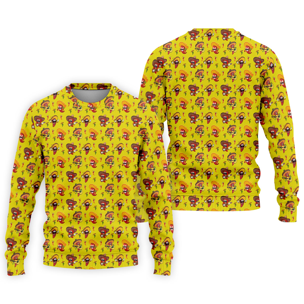Cartoon Chili Pepper Mexican Sombrero Cinco De Mayo Celebration Fiesta Themed Golf Shirts For Men