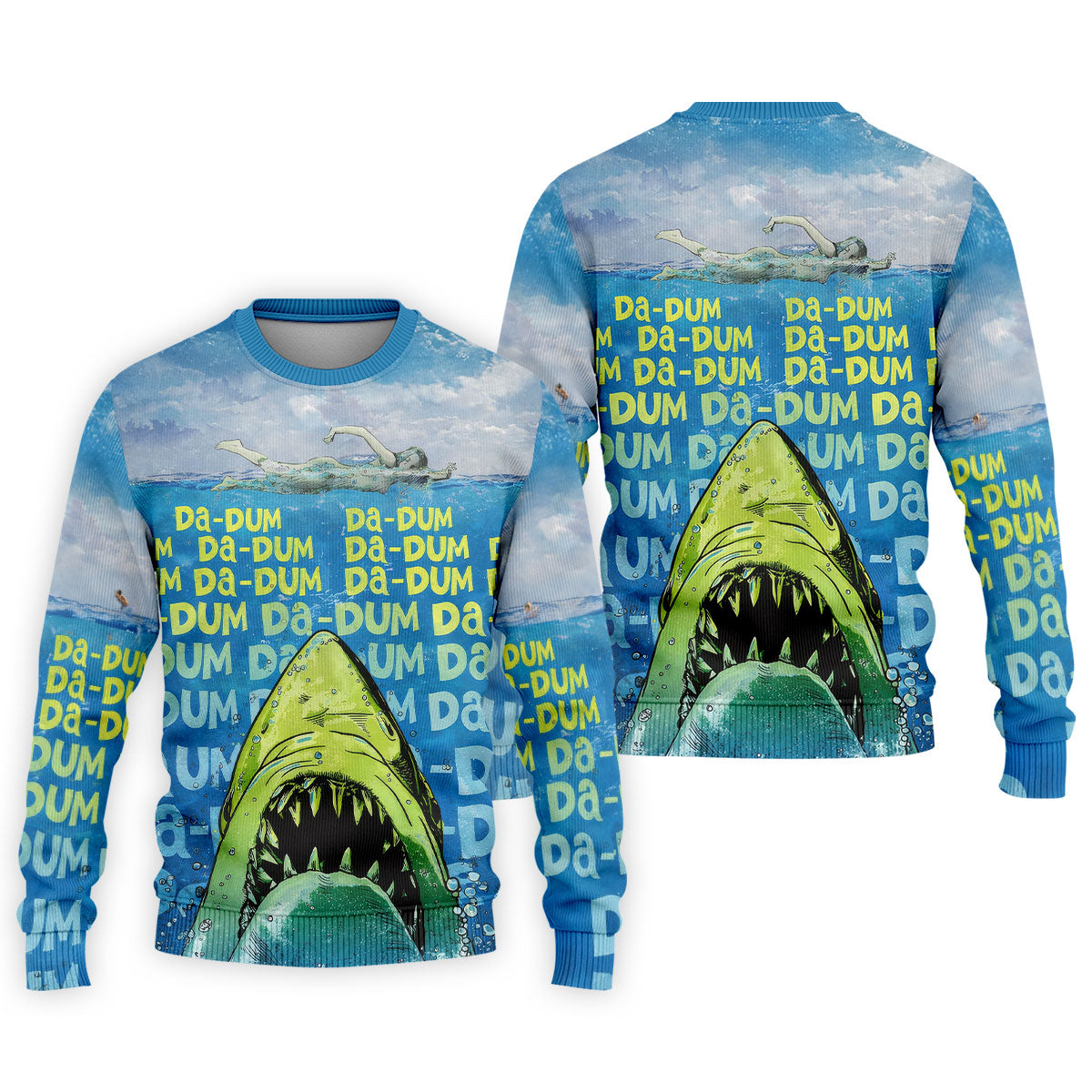 Funny Shark Da Dum Ocean Attack Golf Polo Shirt, Golf Shirts For Men, Printed Golf Shirts