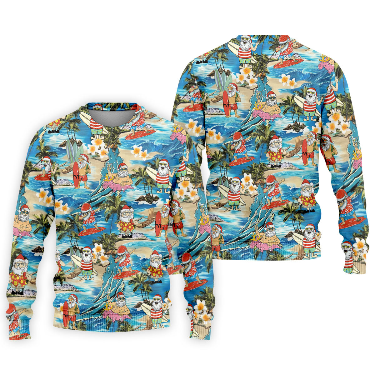 Men's Tropical Santa Surf Vacation Men's Golf Shirt, Christmas Golf Shirt, Golf Apparel For Men