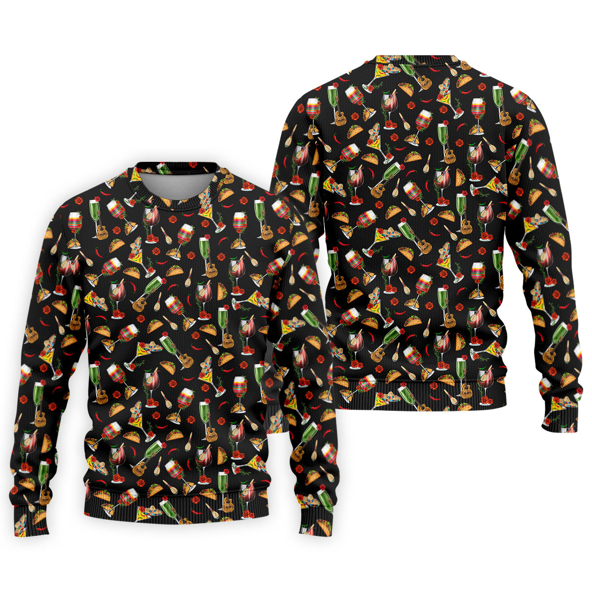 Traditional Mexican Taco And Wine Golf Tops For Men, Cinco De Mayo Celebration Golf Shirts For Men