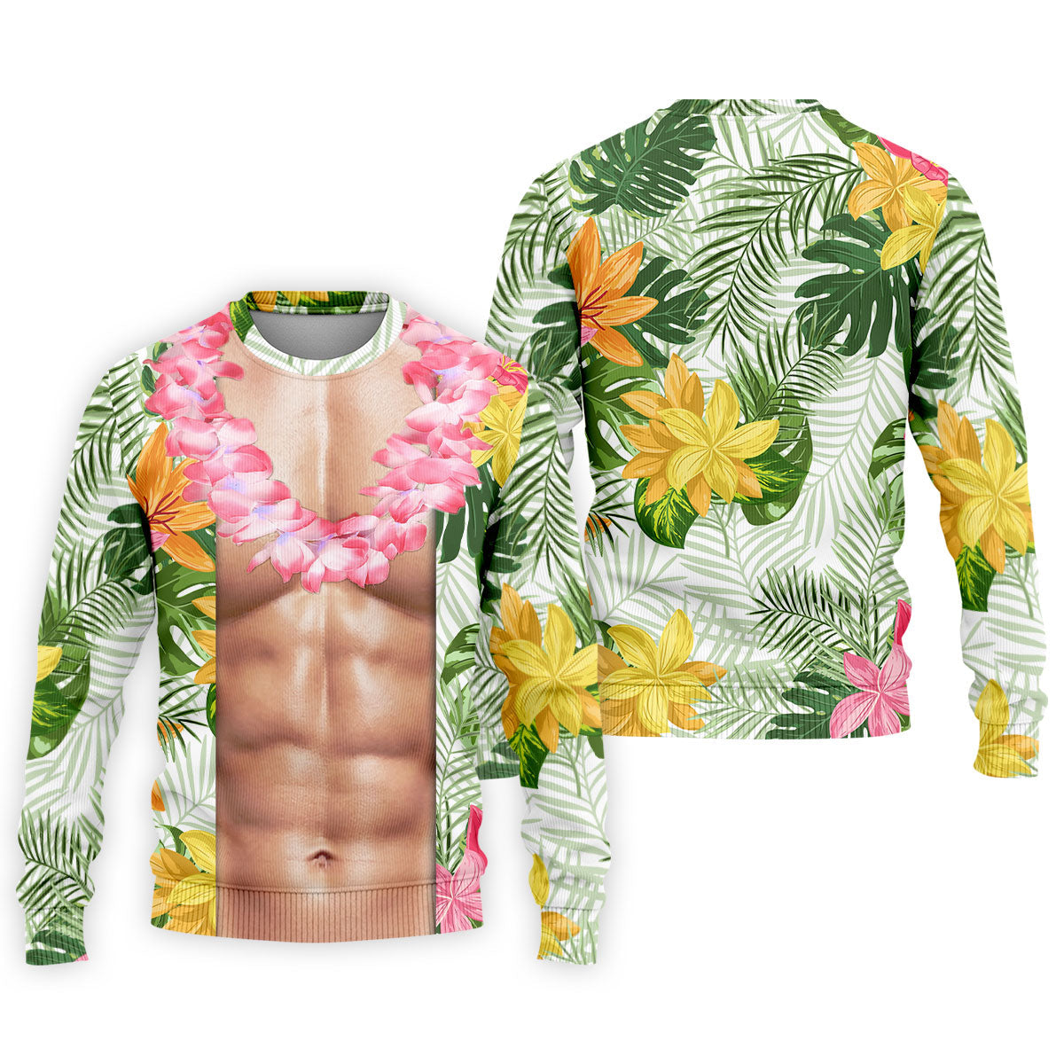 Light Skin Tropical Muscle Chest Hawaiian Golf Polo Shirt, Hawaiian Golf Shirt, Men's Golf Shirt
