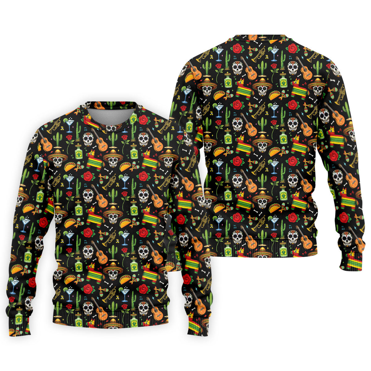 Decorated Skulls Party Items Cinco De Mayo Celebration Fiesta Themed Black Golf Shirts For Men