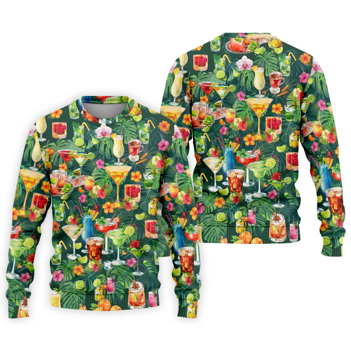 Tropical Cocktail Drinks And Floral Paradise Golf Polo, Hawaiian Golf Shirt, Golf Shirts For Men
