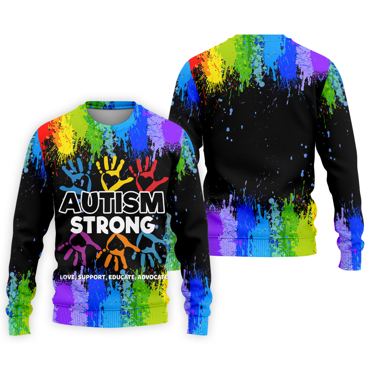Autism Strong Rainbow Paint Splatter Golf Tops For Men, Autism Awareness Colors Golf Shirts For Men