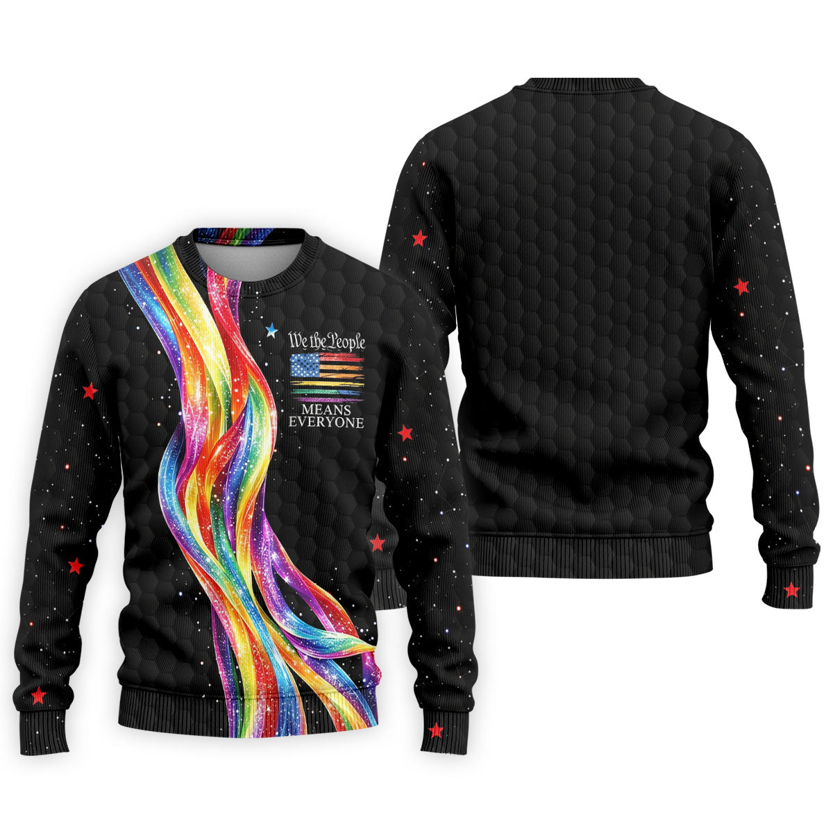 We The People Means Everyone LGBT Rainbow Golf Tops For Men, Pride Month Celebrate Golf Shirts For Men
